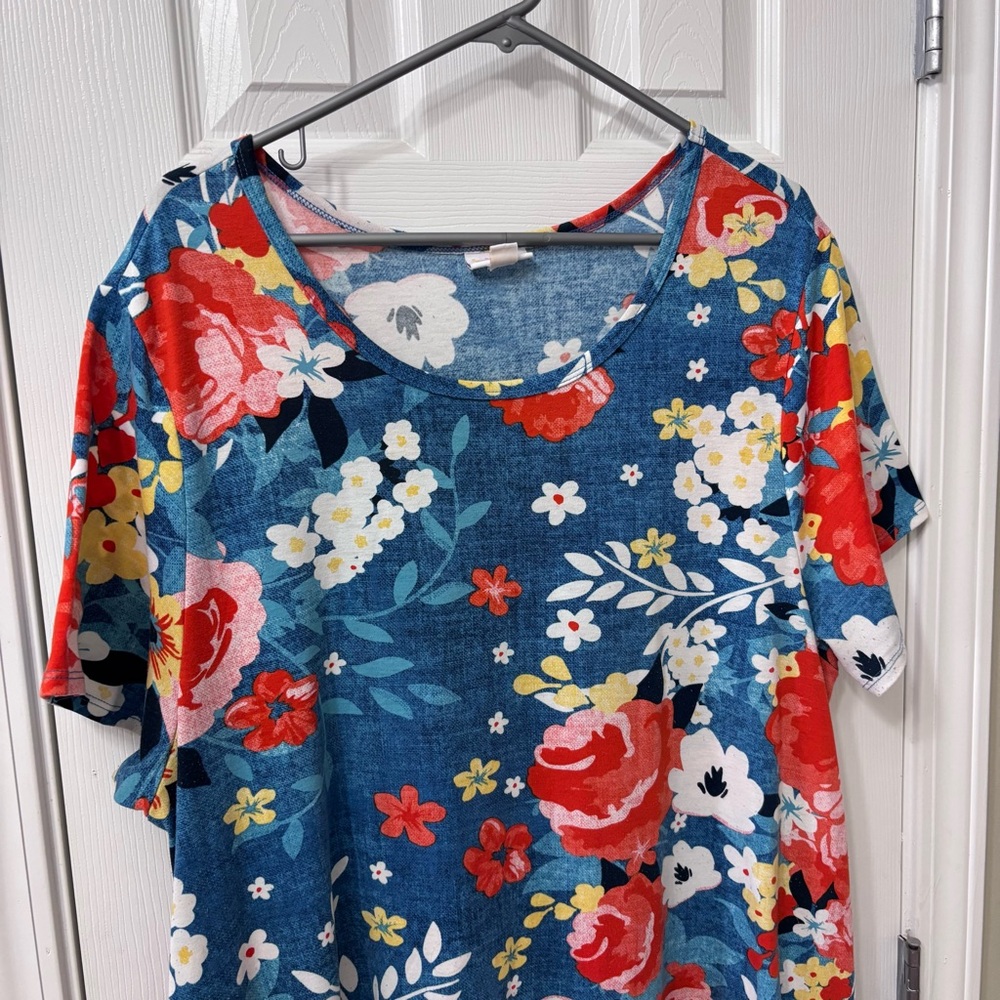 LuLaRoe Jessie Floral Print Dress Womens Plus Size 3X - Picture 3 of 8